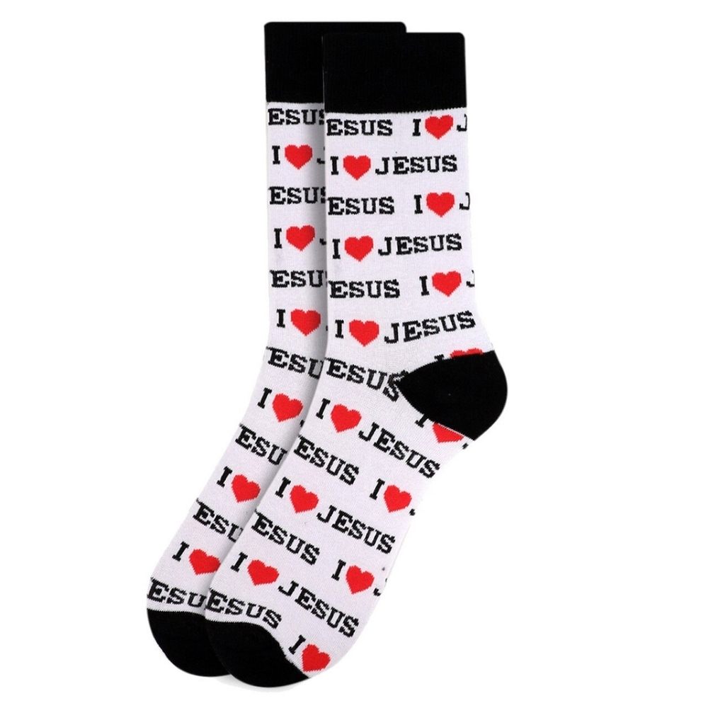 Novelty Socks I Love Jesus Imprint Christian Spiritual Inspiration 2 Pai…